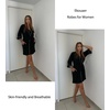 Ekouaer Women Robes Knee Length Kimono Bathrobe Lightweight Soft Sleepwear | 3/4 Sleeve, V-neck, Pocket, Modern Trim, Ideal Gift for Pregnancy, Bridesmaid Gifts(1-black)