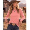 Ekouaer Womens Casual Shirts Long Sleeve Tops Thermal Tshirts Fall Clothes | Crewneck, Breathable, Comfort, Lightweight, Workout, Basic Tees, Solid or Graphic Tshirts, 2026 Fashion Outfit(Coral)
