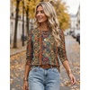 Ekouaer Womens Casual Shirts Long Sleeve Tops Thermal Tshirts Fall Clothes | Crewneck, Breathable, Comfort, Lightweight, Workout, Basic Tees, Solid or Graphic Tshirts, 2026 Fashion Outfit(Ethnic Print)