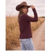 Ekouaer Womens Casual Shirts Long Sleeve Tops Thermal Tshirts Fall Clothes | Crewneck, Breathable, Comfort, Lightweight, Workout, Basic Tees, Solid or Graphic Tshirts, 2026 Fashion Outfit(Burgundy)