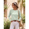 Ekouaer Womens Casual Shirts Long Sleeve Tops Thermal Tshirts Fall Clothes | Crewneck, Breathable, Comfort, Lightweight, Workout, Basic Tees, Solid or Graphic Tshirts, 2026 Fashion Outfit(Light Green)