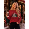 Ekouaer Womens Casual Shirts Long Sleeve Tops Thermal Tshirts Fall Clothes | Crewneck, Breathable, Comfort, Lightweight, Workout, Basic Tees, Solid or Graphic Tshirts, 2026 Fashion Outfit(Red Christmas Tree)