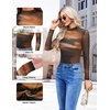 Ekouaer Womens Mesh Long Sleeve Tops Fall Fashion Mock Neck Slim Fit Shirts | Mock Turtleneck, Floral Pattern, Sheer Tulle, Night Out Clothes, Stretchy See Though Outfits, Sexy Thermal Blouses(Tie Dye Print)