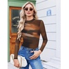 Ekouaer Womens Mesh Long Sleeve Tops Fall Fashion Mock Neck Slim Fit Shirts | Mock Turtleneck, Floral Pattern, Sheer Tulle, Night Out Clothes, Stretchy See Though Outfits, Sexy Thermal Blouses(Tie Dye Print)