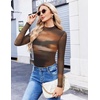 Ekouaer Womens Mesh Long Sleeve Tops Fall Fashion Mock Neck Slim Fit Shirts | Mock Turtleneck, Floral Pattern, Sheer Tulle, Night Out Clothes, Stretchy See Though Outfits, Sexy Thermal Blouses(Tie Dye Print)