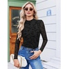 Ekouaer Womens Mesh Long Sleeve Tops Fall Fashion Mock Neck Slim Fit Shirts | Mock Turtleneck, Floral Pattern, Sheer Tulle, Night Out Clothes, Stretchy See Though Outfits, Sexy Thermal Blouses(A Black Floral)