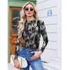 Ekouaer Womens Mesh Long Sleeve Tops Fall Fashion Mock Neck Slim Fit Shirts | Mock Turtleneck, Floral Pattern, Sheer Tulle, Night Out Clothes, Stretchy See Though Outfits, Sexy Thermal Blouses(Tie Dye)