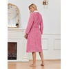 Ekouaer Women’s Robe Long Winter Plush Jacquard Bathrobe with Pockets S-XXL | Jacquard fabric, Color block, Shawl collar, Long length, Plush, Fuzzy, Fluffy, Fleece, Thick Sleepwear, Winter Lounge wear(Peach Pink)