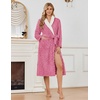 Ekouaer Women’s Robe Long Winter Plush Jacquard Bathrobe with Pockets S-XXL | Jacquard fabric, Color block, Shawl collar, Long length, Plush, Fuzzy, Fluffy, Fleece, Thick Sleepwear, Winter Lounge wear(Peach Pink)