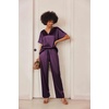 Ekouaer Women’s Satin Silky Pajama Set 2 Piece V Neck Silk Pjs with Pocket | Short Sleeve,Soft Sleepwear,Lightweight Lounge Sets,Comfy Loungewear,Bridal Wedding Party Pajamas Gifts,XS-2XL(Deep Purple)
