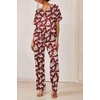 Ekouaer Women’s Satin Silky Pajama Set 2 Piece V Neck Silk Pjs with Pocket | Short Sleeve,Soft Sleepwear,Lightweight Lounge Sets,Comfy Loungewear,Bridal Wedding Party Pajamas Gifts,XS-2XL(Floral Wine Red)