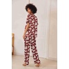 Ekouaer Women’s Satin Silky Pajama Set 2 Piece V Neck Silk Pjs with Pocket | Short Sleeve,Soft Sleepwear,Lightweight Lounge Sets,Comfy Loungewear,Bridal Wedding Party Pajamas Gifts,XS-2XL(Floral Wine Red)