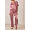 Ekouaer Women’s Satin Silky Pajama Set 2 Piece V Neck Silk Pjs with Pocket | Short Sleeve,Soft Sleepwear,Lightweight Lounge Sets,Comfy Loungewear,Bridal Wedding Party Pajamas Gifts,XS-2XL(Purplish Red)