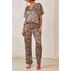 Ekouaer Women’s Satin Silky Pajama Set 2 Piece V Neck Silk Pjs with Pocket | Short Sleeve,Soft Sleepwear,Lightweight Lounge Sets,Comfy Loungewear,Bridal Wedding Party Pajamas Gifts,XS-2XL(Apricot Black Leopard)