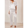 Ekouaer Women’s Satin Silky Pajama Set 2 Piece V Neck Silk Pjs with Pocket | Short Sleeve,Soft Sleepwear,Lightweight Lounge Sets,Comfy Loungewear,Bridal Wedding Party Pajamas Gifts,XS-2XL(White)