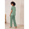 Ekouaer Women’s Satin Silky Pajama Set 2 Piece V Neck Silk Pjs with Pocket | Short Sleeve,Soft Sleepwear,Lightweight Lounge Sets,Comfy Loungewear,Bridal Wedding Party Pajamas Gifts,XS-2XL(Ice Green)