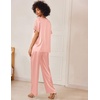 Ekouaer Women’s Satin Silky Pajama Set 2 Piece V Neck Silk Pjs with Pocket | Short Sleeve,Soft Sleepwear,Lightweight Lounge Sets,Comfy Loungewear,Bridal Wedding Party Pajamas Gifts,XS-2XL(Pink)