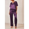 Ekouaer Women’s Satin Silky Pajama Set 2 Piece V Neck Silk Pjs with Pocket | Short Sleeve,Soft Sleepwear,Lightweight Lounge Sets,Comfy Loungewear,Bridal Wedding Party Pajamas Gifts,XS-2XL(Deep Purple)