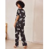 Ekouaer Women’s Satin Silky Pajama Set 2 Piece V Neck Silk Pjs with Pocket | Short Sleeve,Soft Sleepwear,Lightweight Lounge Sets,Comfy Loungewear,Bridal Wedding Party Pajamas Gifts,XS-2XL(Floral Black)