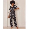 Ekouaer Women’s Satin Silky Pajama Set 2 Piece V Neck Silk Pjs with Pocket | Short Sleeve,Soft Sleepwear,Lightweight Lounge Sets,Comfy Loungewear,Bridal Wedding Party Pajamas Gifts,XS-2XL(Floral Black)