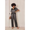 Ekouaer Women’s Satin Silky Pajama Set 2 Piece V Neck Silk Pjs with Pocket | Short Sleeve,Soft Sleepwear,Lightweight Lounge Sets,Comfy Loungewear,Bridal Wedding Party Pajamas Gifts,XS-2XL(Dark Grey)