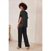 Ekouaer Women’s Satin Silky Pajama Set 2 Piece V Neck Silk Pjs with Pocket | Short Sleeve,Soft Sleepwear,Lightweight Lounge Sets,Comfy Loungewear,Bridal Wedding Party Pajamas Gifts,XS-2XL(Black)