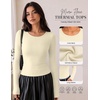 Long Sleeve Shirts for Women Micro Fleece Thermal Underwear Tops Fitted Tee | Lightweight Going Out Tees,Basic Warm Undershirts,Fitted Fall T-Shirts,Soft Crew Neck Outfits,Compression Casual Tees(Beige)