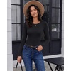 Long Sleeve Shirts for Women Micro Fleece Thermal Underwear Tops Fitted Tee | Lightweight Going Out Tees,Basic Warm Undershirts,Fitted Fall T-Shirts,Soft Crew Neck Outfits,Compression Casual Tees(Black)
