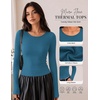 Long Sleeve Shirts for Women Micro Fleece Thermal Underwear Tops Fitted Tee | Lightweight Going Out Tees,Basic Warm Undershirts,Fitted Fall T-Shirts,Soft Crew Neck Outfits,Compression Casual Tees(Dark Blue)