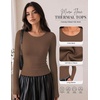 Long Sleeve Shirts for Women Micro Fleece Thermal Underwear Tops Fitted Tee | Lightweight Going Out Tees,Basic Warm Undershirts,Fitted Fall T-Shirts,Soft Crew Neck Outfits,Compression Casual Tees(Brown)
