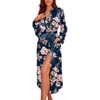 Ekouaer Satin Robes for Women Long Sleeve Silk Bathrobe Soft Lightweight Full Length Sleepwear Bridesmaid Wedding Party Robes(Black Pink Floral)