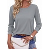 Ekouaer Womens Casual Shirts Long Sleeve Tops Thermal Tshirts Fall Clothes | Crewneck, Breathable, Comfort, Lightweight, Workout, Basic Tees, Solid or Graphic Tshirts, 2026 Fashion Outfit(Light Grey)