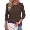 Ekouaer Womens Casual Shirts Long Sleeve Tops Thermal Tshirts Fall Clothes | Crewneck, Breathable, Comfort, Lightweight, Workout, Basic Tees, Solid or Graphic Tshirts, 2026 Fashion Outfit(Brown)