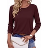 Ekouaer Womens Casual Shirts Long Sleeve Tops Thermal Tshirts Fall Clothes | Crewneck, Breathable, Comfort, Lightweight, Workout, Basic Tees, Solid or Graphic Tshirts, 2026 Fashion Outfit(Burgundy)