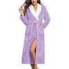 Ekouaer Women’s Robes Long Soft Plush Lapel Waem Bathrobe Light Purple XL | Jacquard fabric, Color block, Shawl collar, Long length, Plush, Fuzzy, Fluffy, Shaggy, Thick Sleepwear, Winter Lounge wear