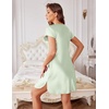 Ekouaer Satin Nightgowns for Women Lace Nightgown Short Sleeve Nightshirt | Satin Night Gowns Women Sexy, Short Sleeves Night Dress, Lace V Neck, Above Knee Length, Cocktail Dates,Bridal Nightgowns(Light Green)