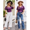 Ekouaer Silk Pajama for Women Short Sleeve Satin Pj Set Two Piece XS-XXL | loungewear or daily wear,Valentine’s Day, Bridal Party, Honeymoon Vacation and Anniversaries Gift ,walking,enjoying coffee(Purple)