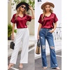 Ekouaer Silk Pajama for Women Short Sleeve Satin Pj Set Two Piece XS-XXL | loungewear or daily wear,Valentine’s Day, Bridal Party, Honeymoon Vacation and Anniversaries Gift ,walking,enjoying coffee(Wine Red)