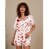 Ekouaer Silk Pajama for Women Short Sleeve Satin Pj Set Two Piece XS-XXL | loungewear or daily wear,Valentine’s Day, Bridal Party, Honeymoon Vacation and Anniversaries Gift ,walking,enjoying coffee(Love Rose)