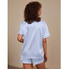 Ekouaer Silk Pajama for Women Short Sleeve Satin Pj Set Two Piece XS-XXL | loungewear or daily wear,Valentine’s Day, Bridal Party, Honeymoon Vacation and Anniversaries Gift ,walking,enjoying coffee(Blue-white Stripes)