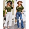 Ekouaer Silk Pajama for Women Short Sleeve Satin Pj Set Two Piece XS-XXL | loungewear or daily wear,Valentine’s Day, Bridal Party, Honeymoon Vacation and Anniversaries Gift ,walking,enjoying coffee(Army Green)