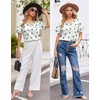 Ekouaer Silk Pajama for Women Short Sleeve Satin Pj Set Two Piece XS-XXL | loungewear or daily wear,Valentine’s Day, Bridal Party, Honeymoon Vacation and Anniversaries Gift ,walking,enjoying coffee(Cactus)