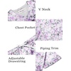 Ekouaer Silk Pajama for Women Short Sleeve Satin Pj Set Two Piece XS-XXL | loungewear or daily wear,Valentine’s Day, Bridal Party, Honeymoon Vacation and Anniversaries Gift ,walking,enjoying coffee(Purple Butterfly & Daisies)