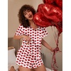 Ekouaer Silk Pajama for Women Short Sleeve Satin Pj Set Two Piece XS-XXL | loungewear or daily wear,Valentine’s Day, Bridal Party, Honeymoon Vacation and Anniversaries Gift ,walking,enjoying coffee(Red Heart)
