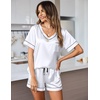 Ekouaer Silk Pajama for Women Short Sleeve Satin Pj Set Two Piece XS-XXL | loungewear or daily wear,Valentine’s Day, Bridal Party, Honeymoon Vacation and Anniversaries Gift ,walking,enjoying coffee(White)