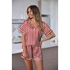 Ekouaer Silk Pajama for Women Short Sleeve Satin Pj Set Two Piece XS-XXL | loungewear or daily wear,Valentine’s Day, Bridal Party, Honeymoon Vacation and Anniversaries Gift ,walking,enjoying coffee(Red-white Stripes)