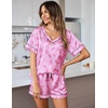 Ekouaer Silk Pajama for Women Short Sleeve Satin Pj Set Two Piece XS-XXL | loungewear or daily wear,Valentine’s Day, Bridal Party, Honeymoon Vacation and Anniversaries Gift ,walking,enjoying coffee(Bow)
