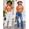 Ekouaer Silk Pajama for Women Short Sleeve Satin Pj Set Two Piece XS-XXL | loungewear or daily wear,Valentine’s Day, Bridal Party, Honeymoon Vacation and Anniversaries Gift ,walking,enjoying coffee(Orange Ghost)