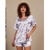 Ekouaer Silk Pajama for Women Short Sleeve Satin Pj Set Two Piece XS-XXL | loungewear or daily wear,Valentine’s Day, Bridal Party, Honeymoon Vacation and Anniversaries Gift ,walking,enjoying coffee(Purple Butterfly & Daisies)