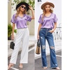 Ekouaer Silk Pajama for Women Short Sleeve Satin Pj Set Two Piece XS-XXL | loungewear or daily wear,Valentine’s Day, Bridal Party, Honeymoon Vacation and Anniversaries Gift ,walking,enjoying coffee(Lavender)